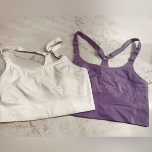 All in Motion Racerback Sports Bra, Size L (White / Purple Set)